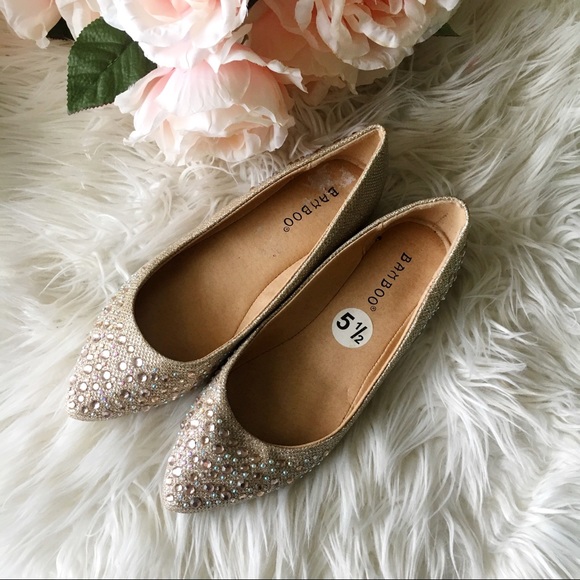 Gold Bedazzled Flats - Picture 2 of 5